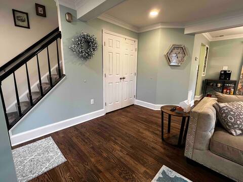 Laundry space off living room